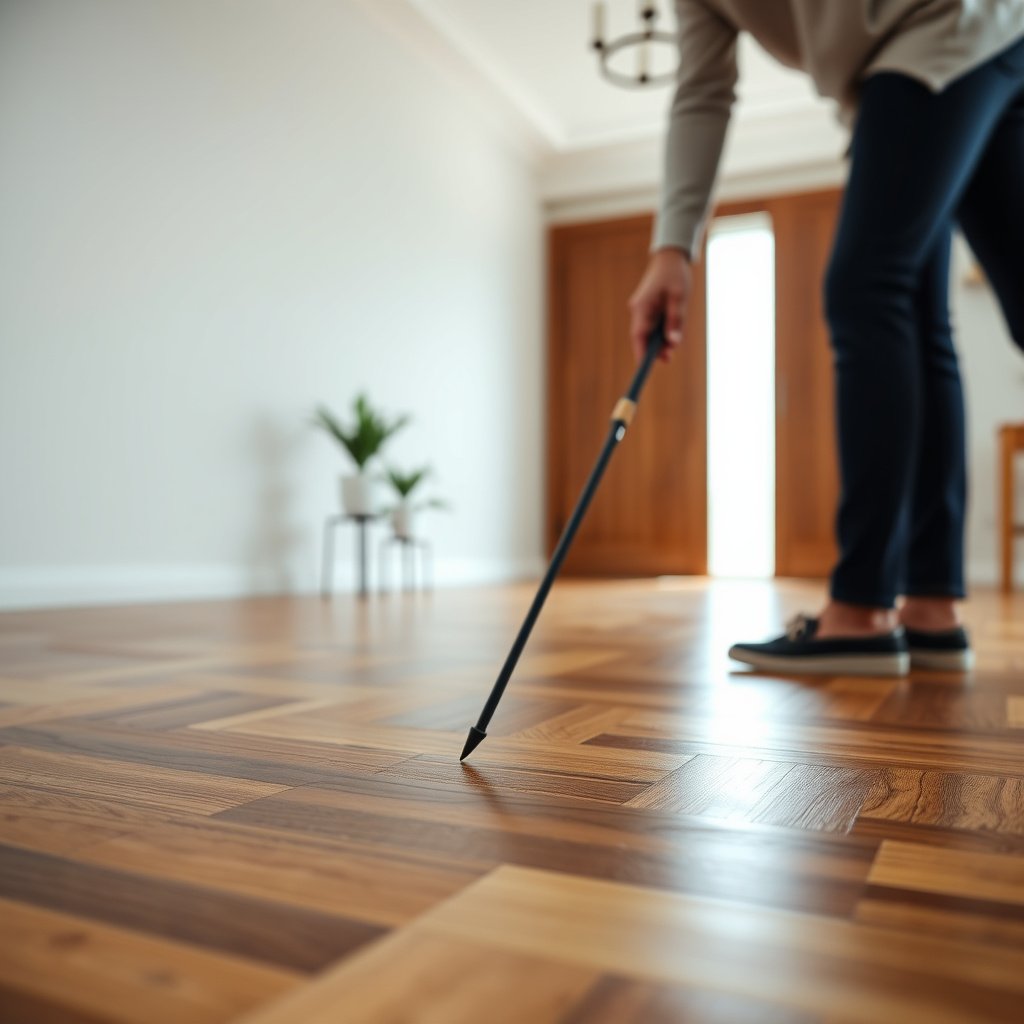 Applying sealer in thin, even coats on parquet floors for protection