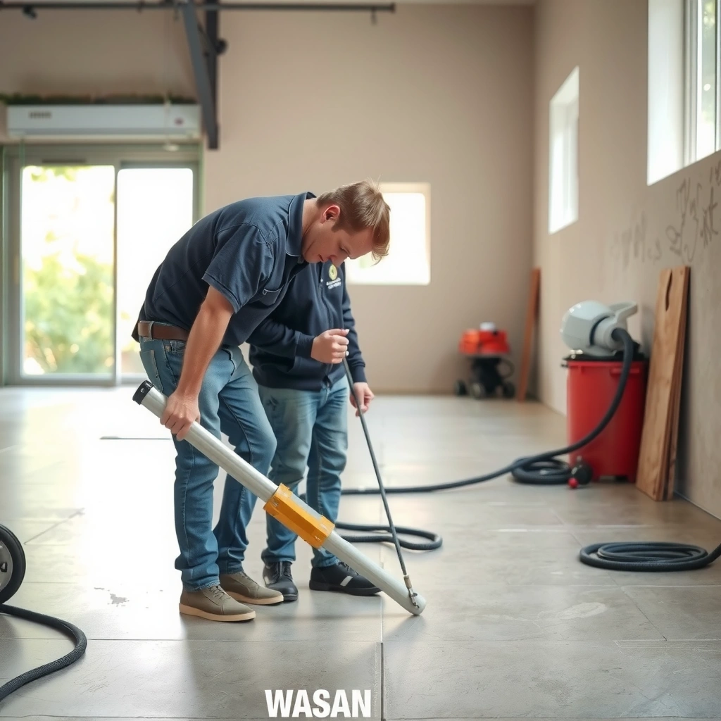 Image showing different types of concrete floor damage: cracks, spalls, and scaling.