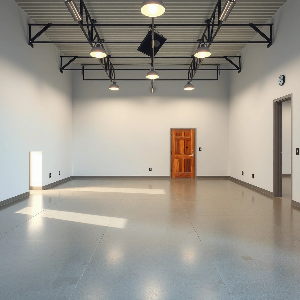 A close-up view of a polished concrete floor showing its existing finish before refinishing.