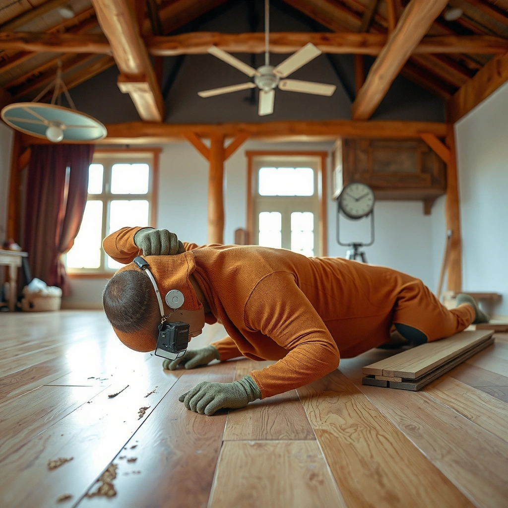 An expert assessing the type and severity of cracks in bamboo flooring for repair.