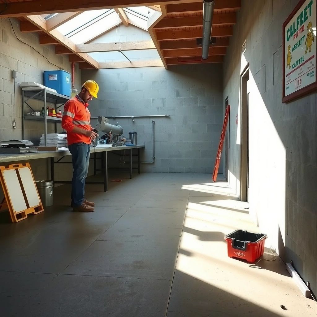 A person examining a concrete floor to choose the right sealer for sealing concrete floors.
