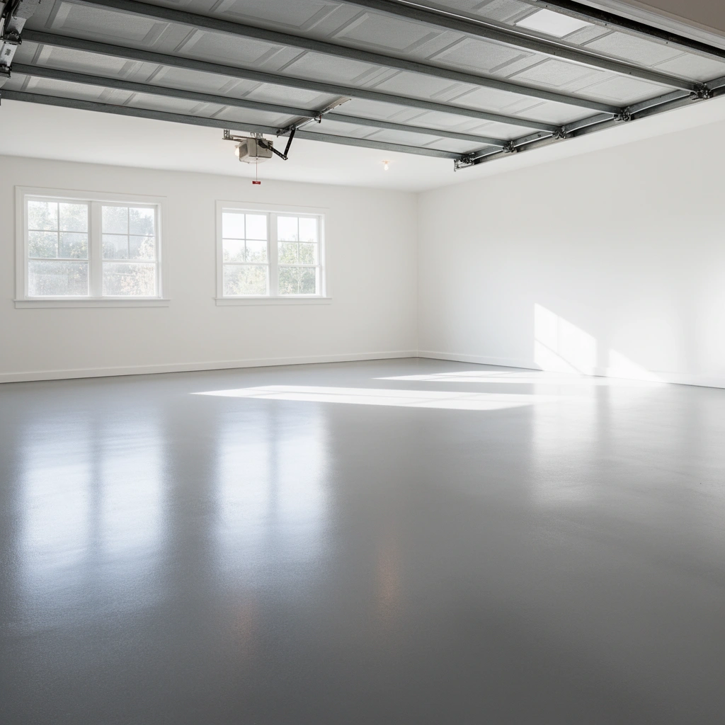 An expert examining a damaged garage floor, identifying issues for replacement.