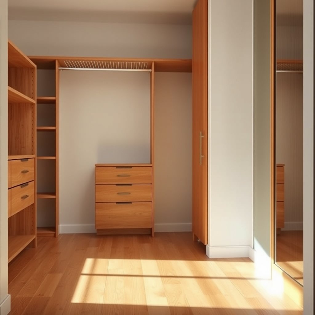 Image showing assessment of slip, moisture, and trip hazards in a closet with hardwood floors