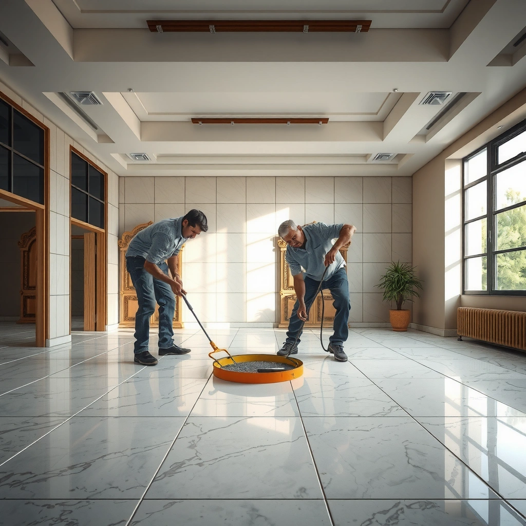 Image showing the difference between surface and structural damage on marble floors