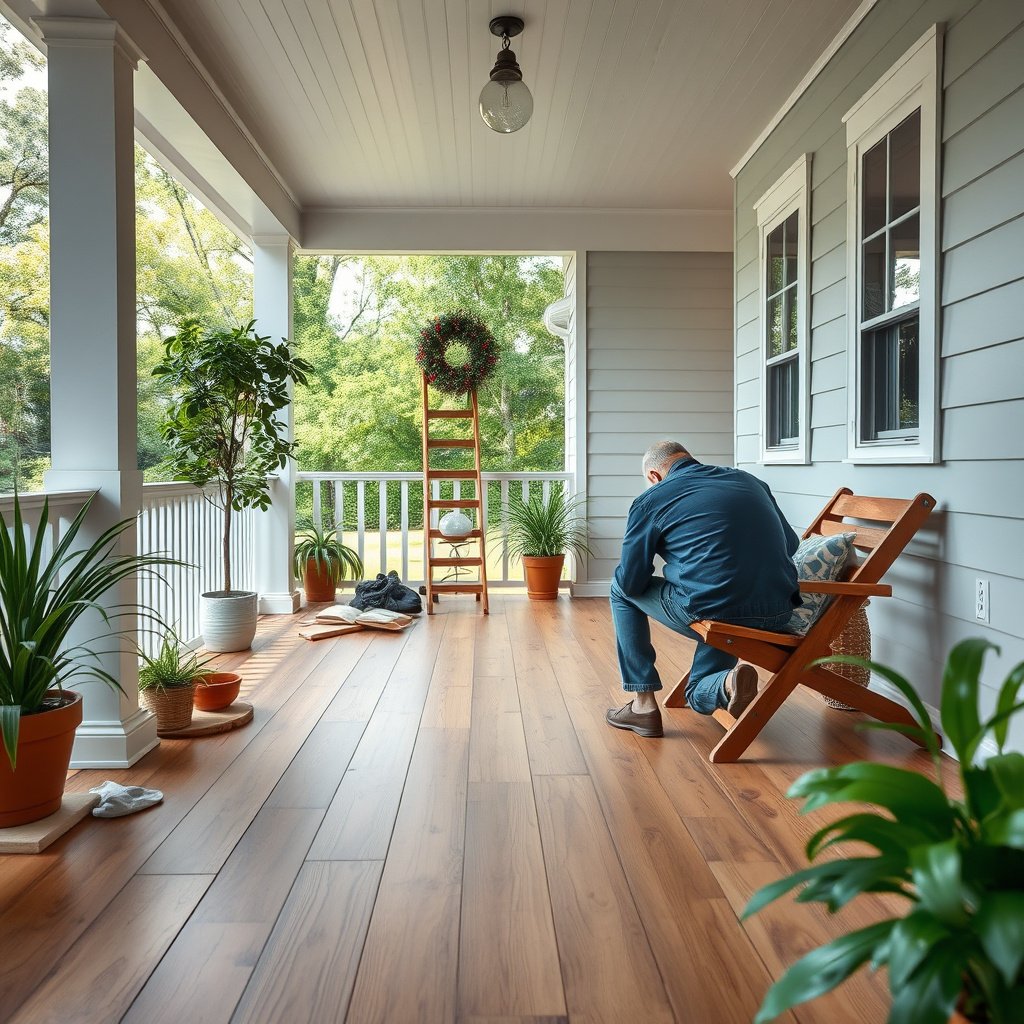 Assessing porch conditions for engineered wood floor compatibility