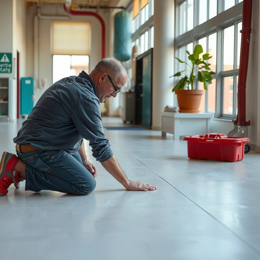 Image showing how to assess scratch depth on polyaspartic floors, distinguishing between scuff and gouge.