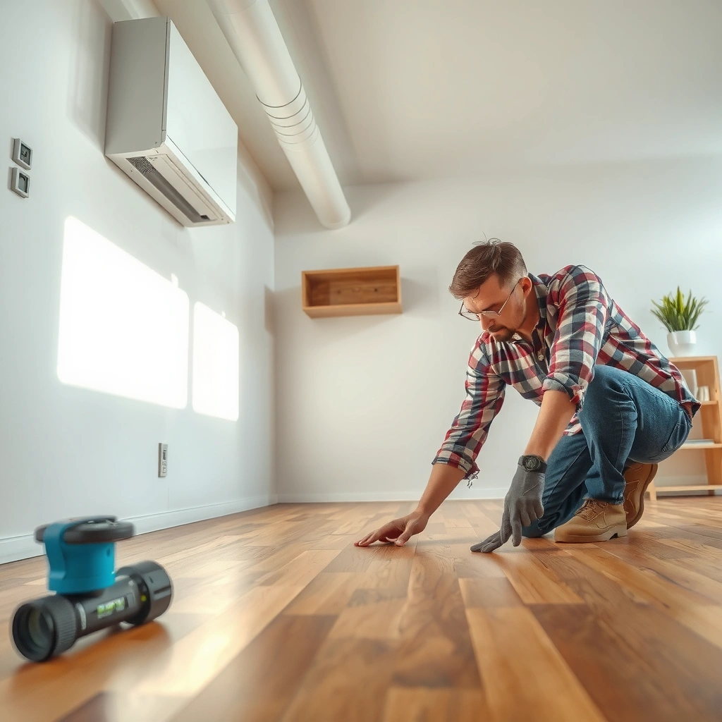 A close-up of a hardwood floor showing different scratch depths for assessment.
