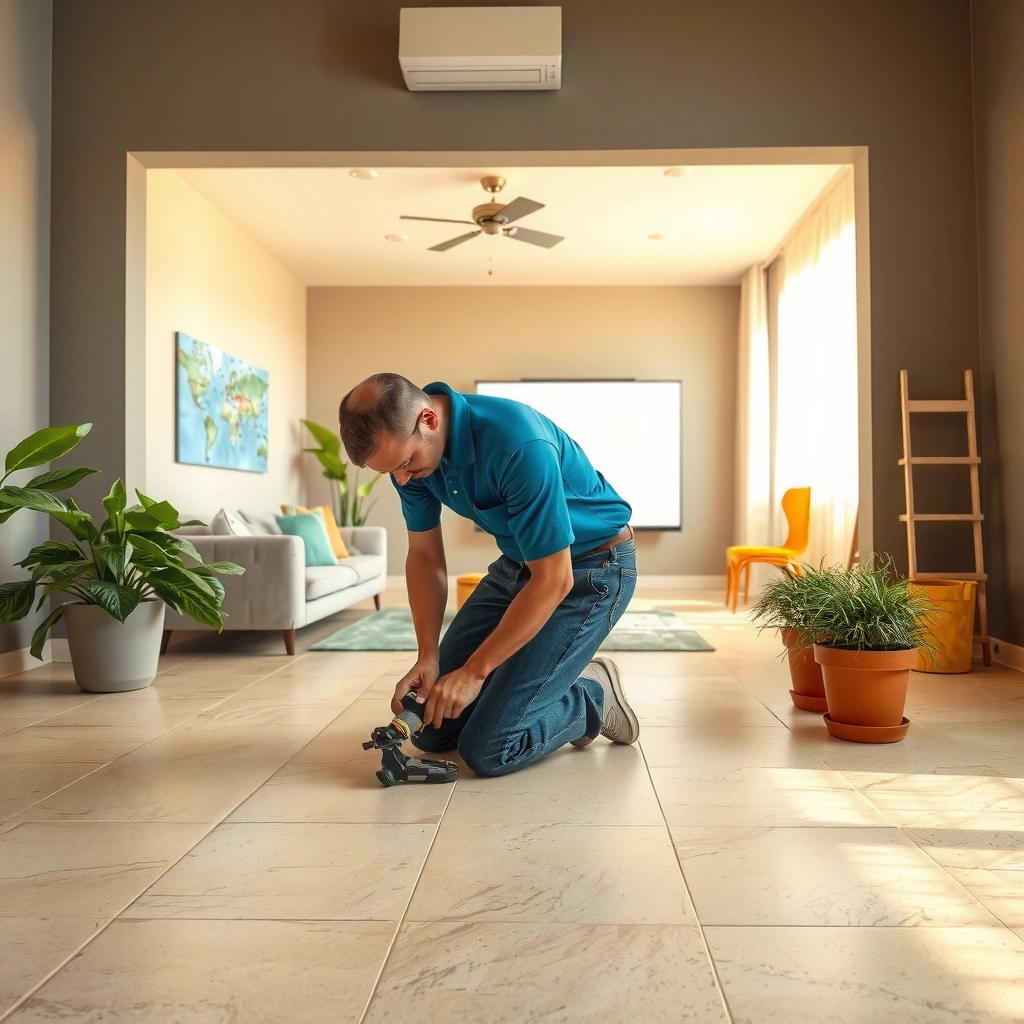 Image showing how to assess the depth of scratches on travertine floors, distinguishing surface scratches from embedded ones.
