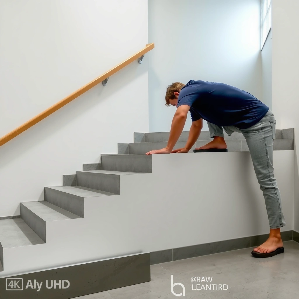 Measuring stair structure and dimensions for concrete floor installation