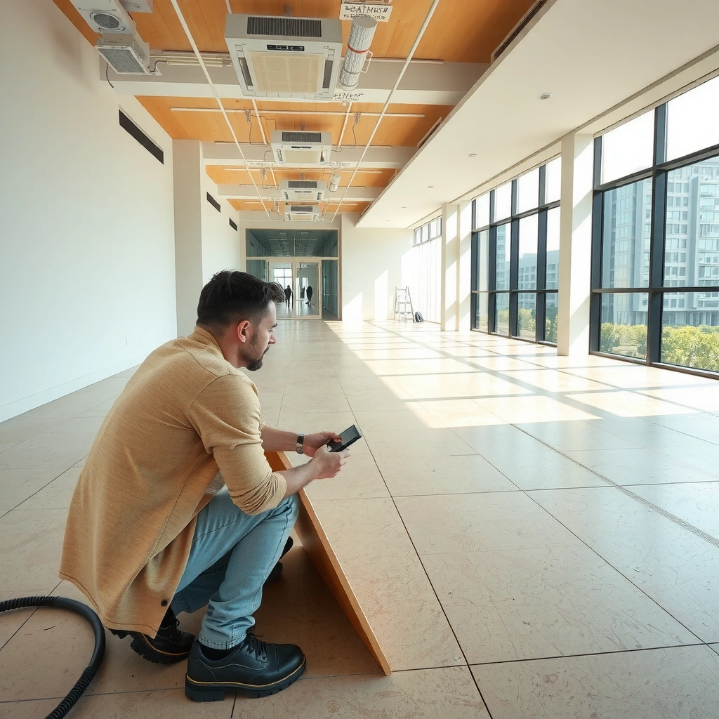 Image showing how to assess unevenness in floors and select a leveling approach for polyaspartic flooring installation.