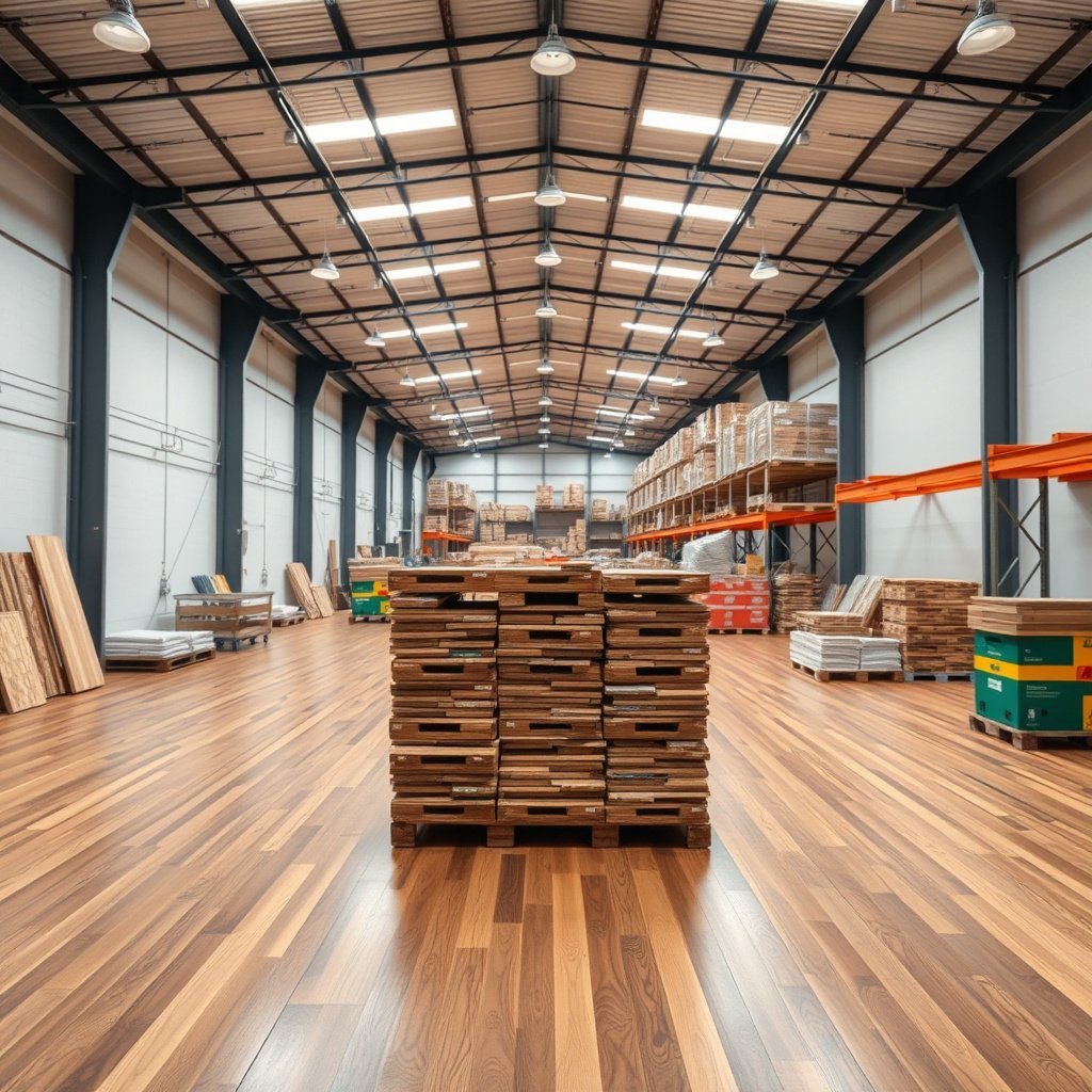 Warehouse conditions assessment for selecting hardwood floors, focusing on size and environment factors.