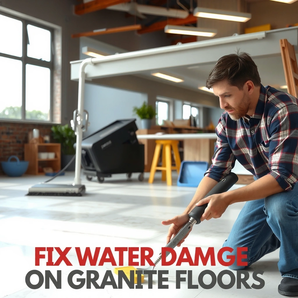 Inspecting water damage on granite floors and identifying moisture sources