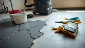 Step-by-step guide for restoring basement floors with tools and materials.