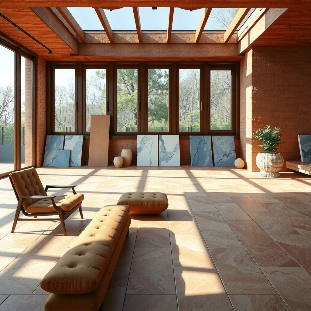 Checking thickness, glaze, and layout of terracotta tiles before cutting for clean results.
