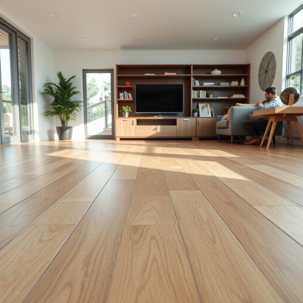 Entrance mat preventing grit and dirt on engineered wood floors in a porch area.