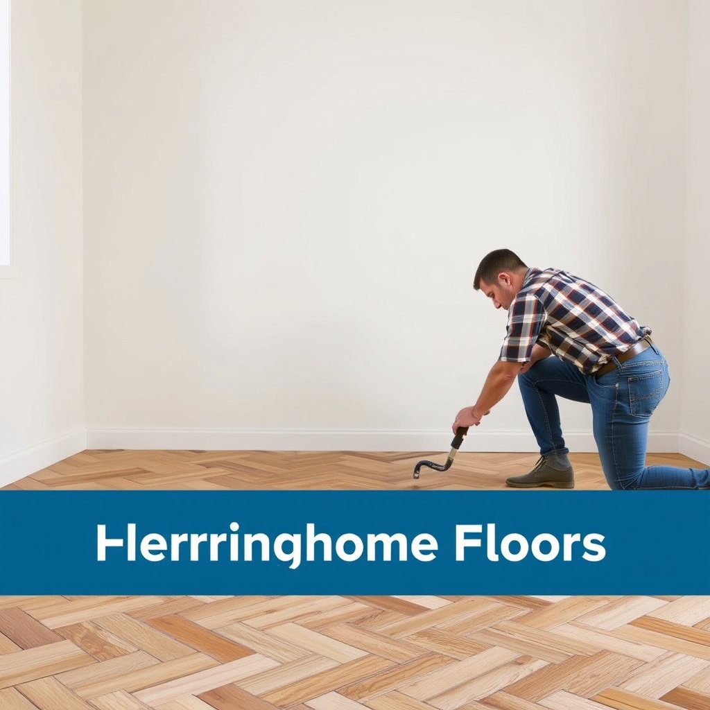 Acclimating and laying out herringbone flooring pattern in Step 4 of installation process