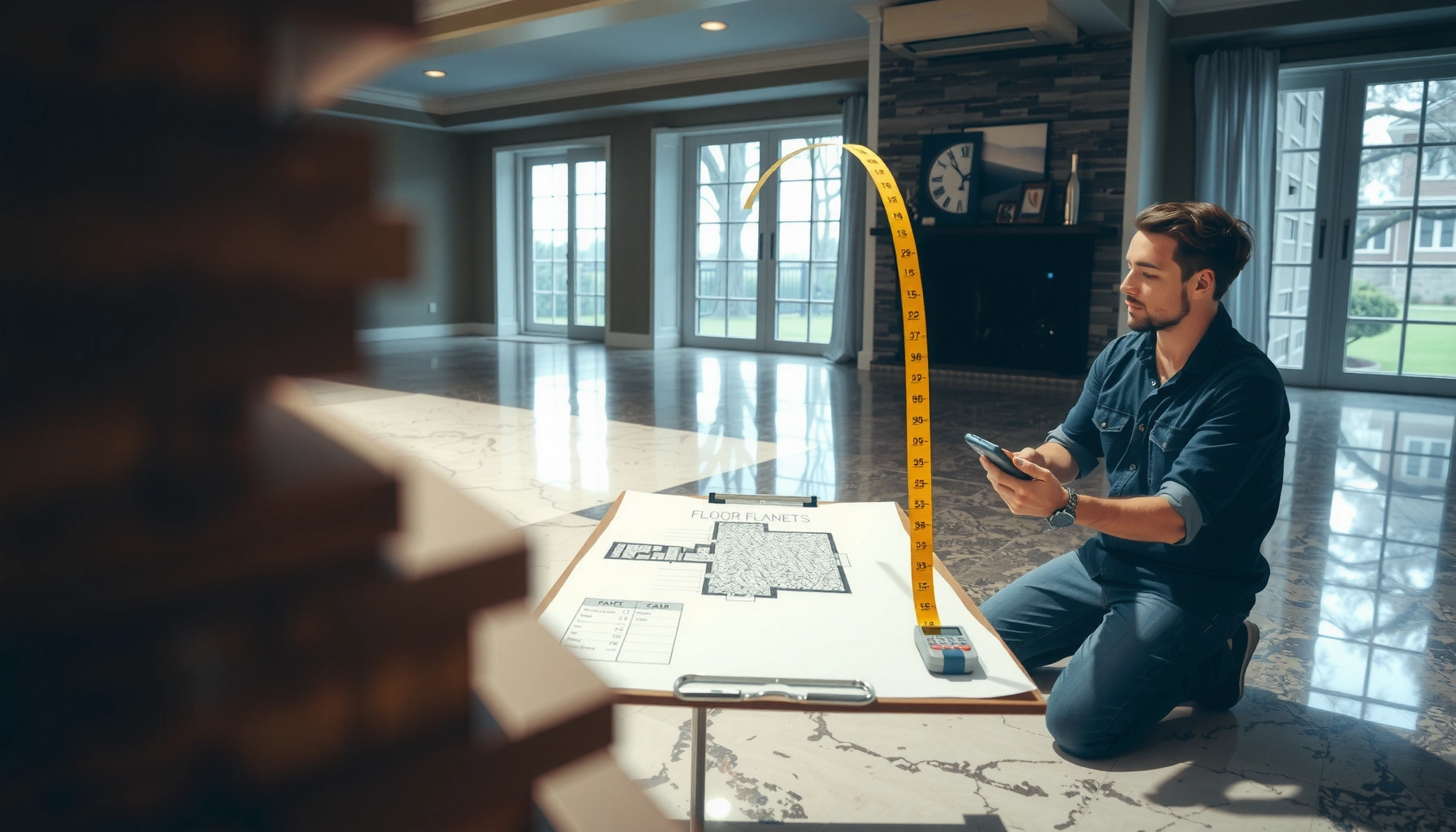 Step-by-step guide on how to calculate material needed for granite floors.