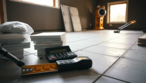 Step-by-step guide on calculating materials for ceramic tile flooring installation.