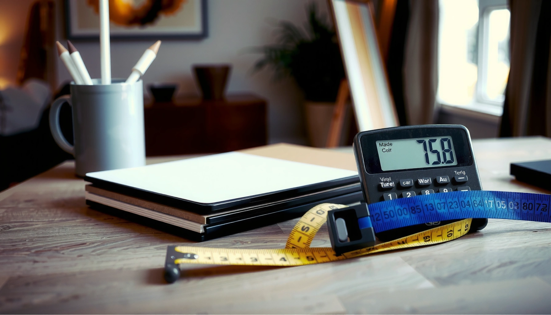 Step-by-step guide on calculating material for vinyl floors with visual aids and tips.