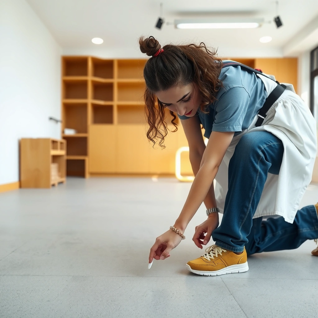 Inspecting moisture, flatness, and surface condition of concrete before installing LVT flooring.