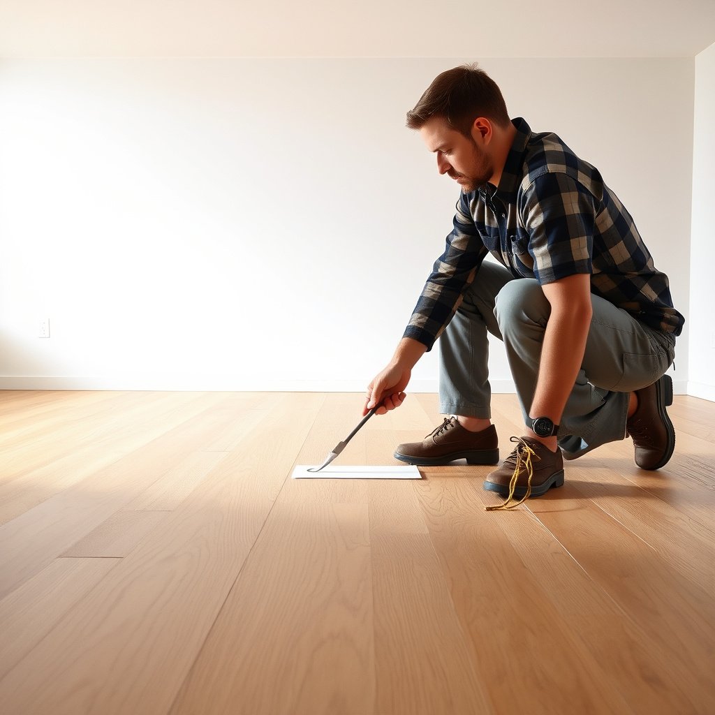 Checking moisture levels and condition of concrete subfloor for laminate flooring preparation