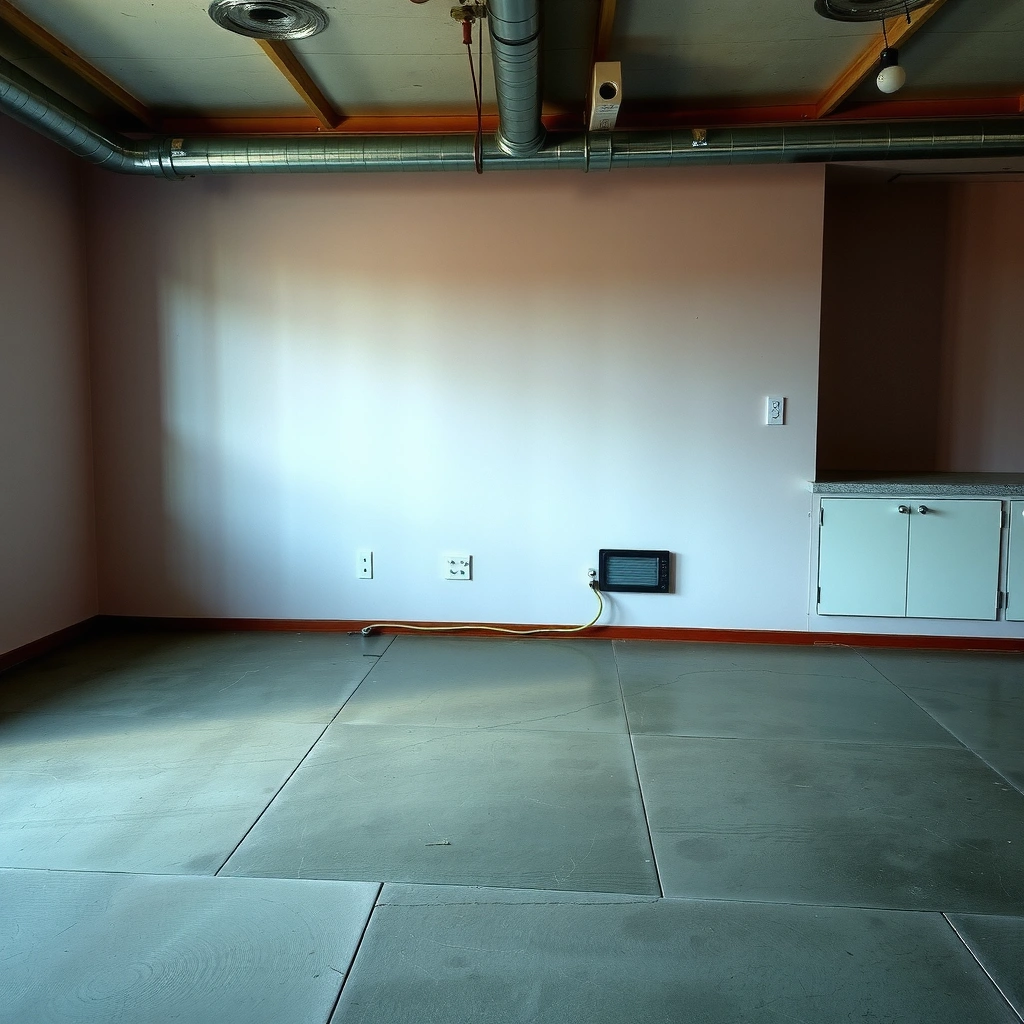 Measuring tool on an uneven floor to check flatness before installing polished concrete floors.