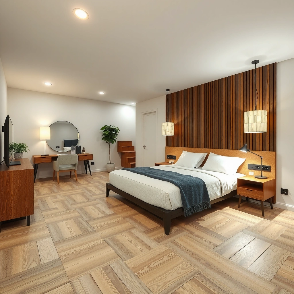 Image showing different LVT types and bedroom conditions for flooring installation.