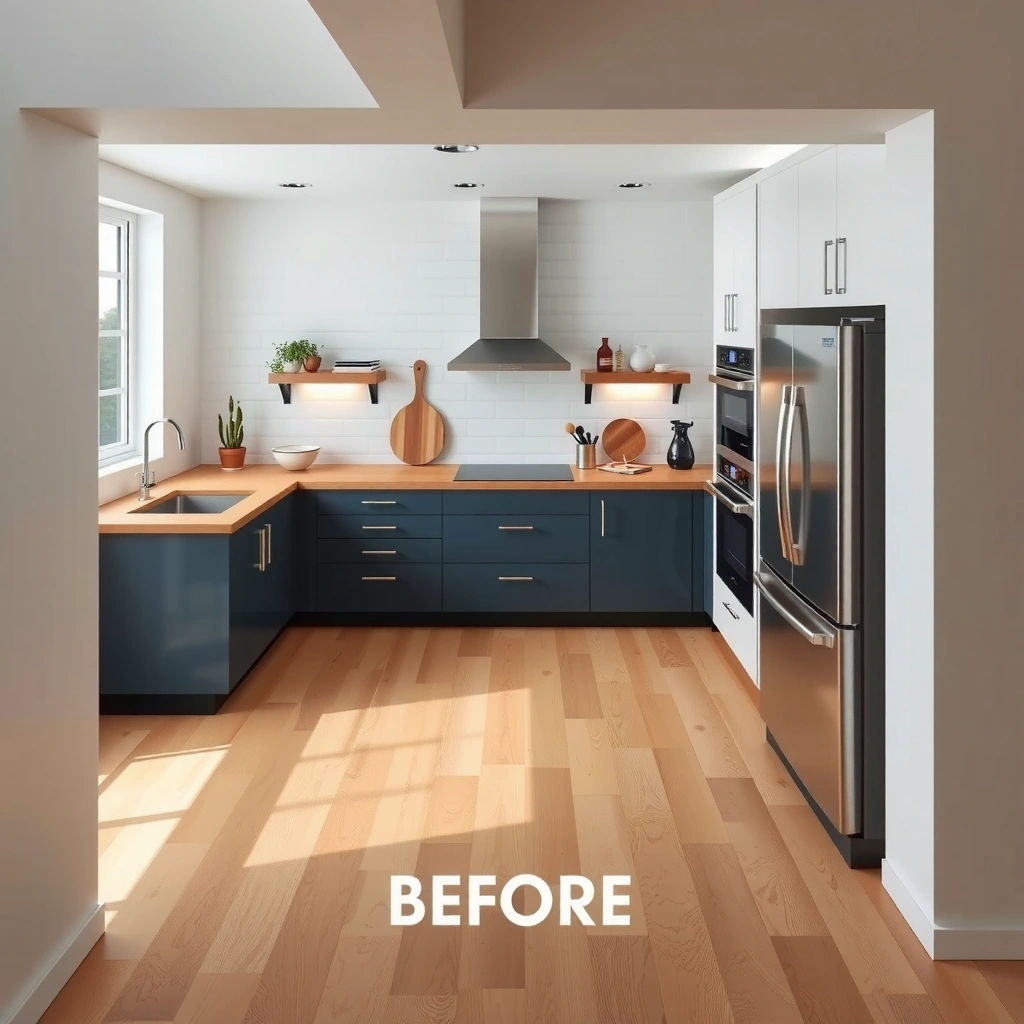 Image showing different types of LVT flooring and subfloor options for kitchen installation.