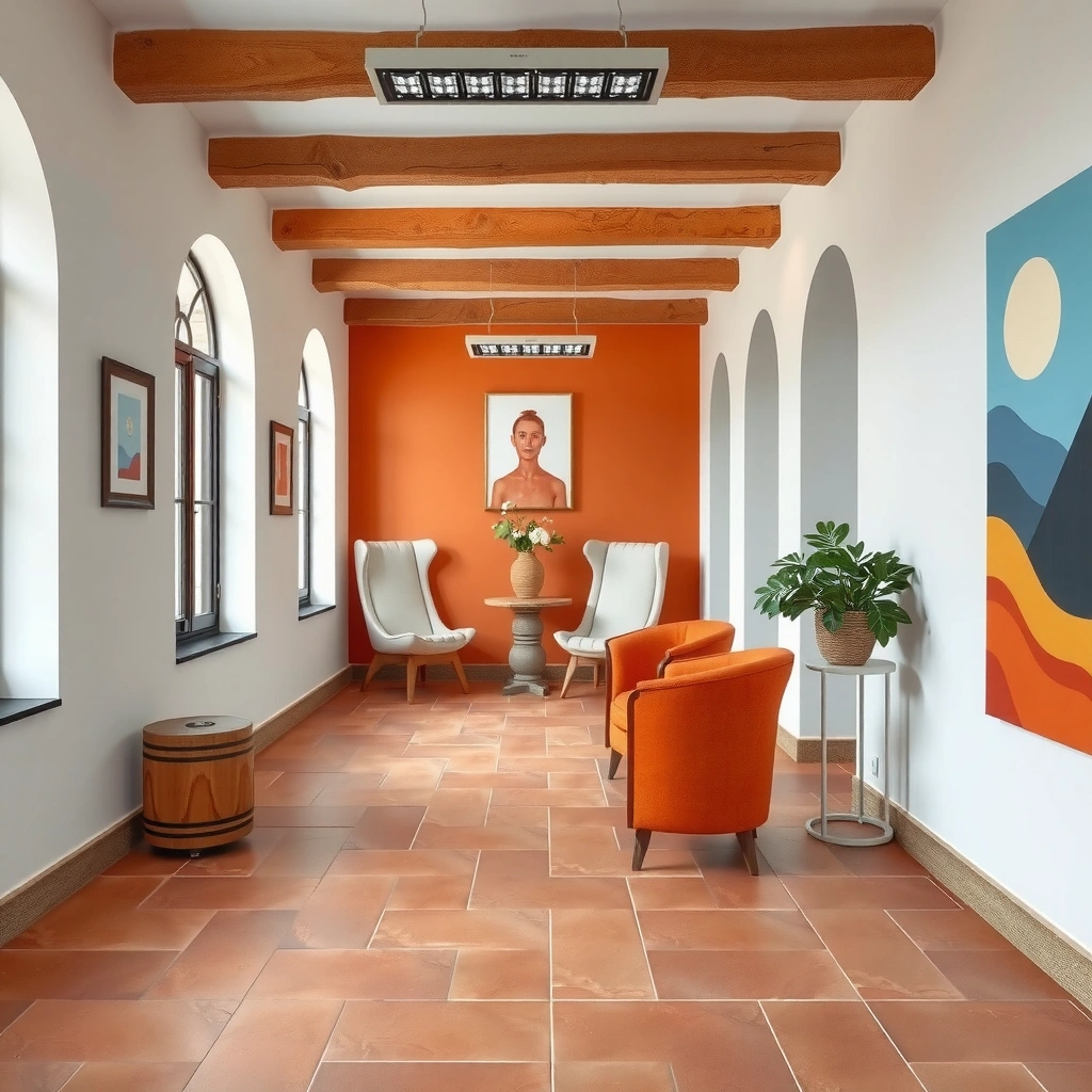 Inspecting terracotta floors for sealing status: sealed, unsealed, or glazed.