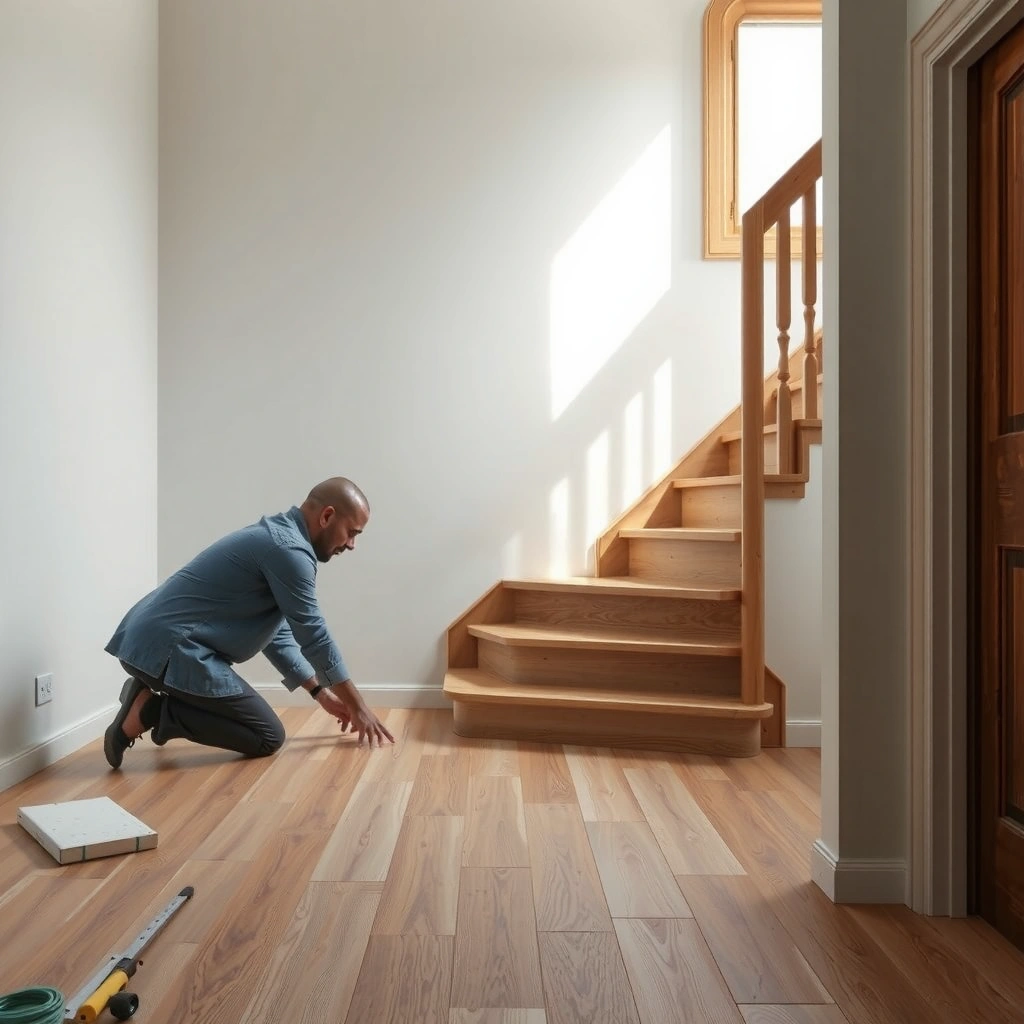 Comparison of Click-Lock and Glue-Down vinyl flooring types for stair installation.