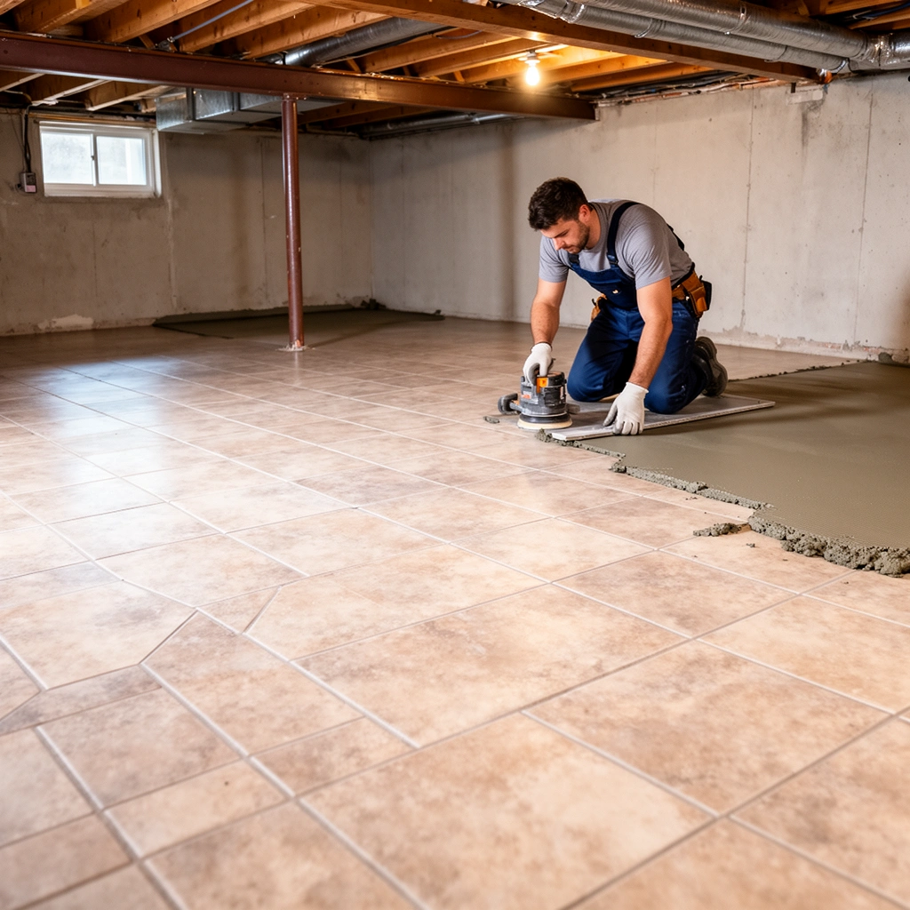 Inspecting tile condition before installing over basement floors for a successful project