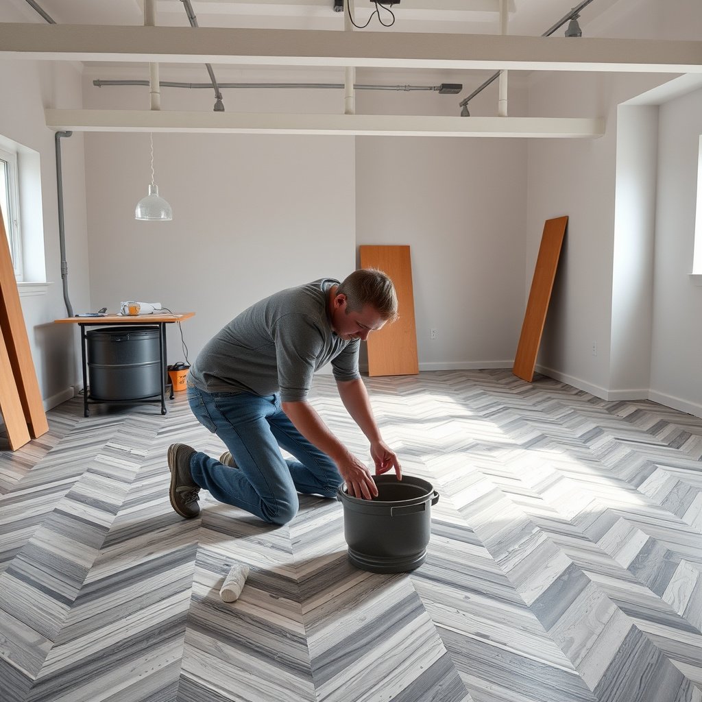 Step-by-step guide to installing chevron flooring over concrete.