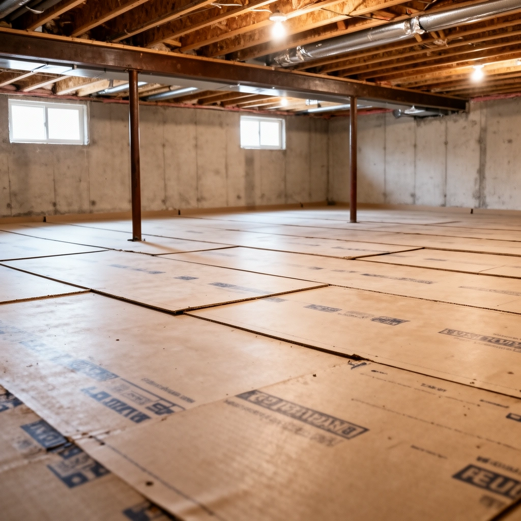 Different types of underlayment suitable for basement flooring installation
