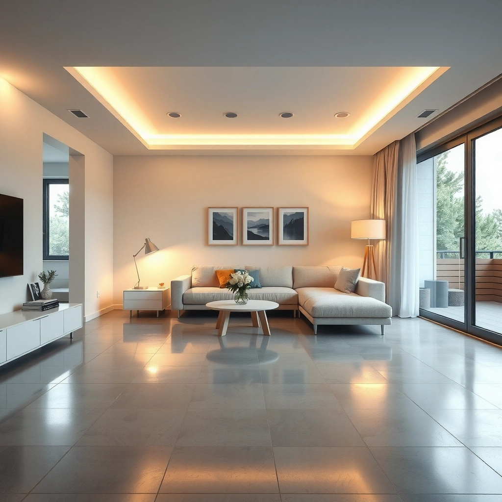 Different methods for installing concrete floors in a living room, highlighting key options.