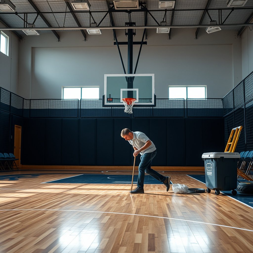 Image illustrating options for disposing of sports floors: recycling, landfill, and special handling.