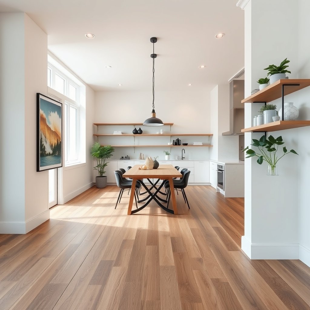 Selection of floor transitions for engineered wood floors in an entryway.