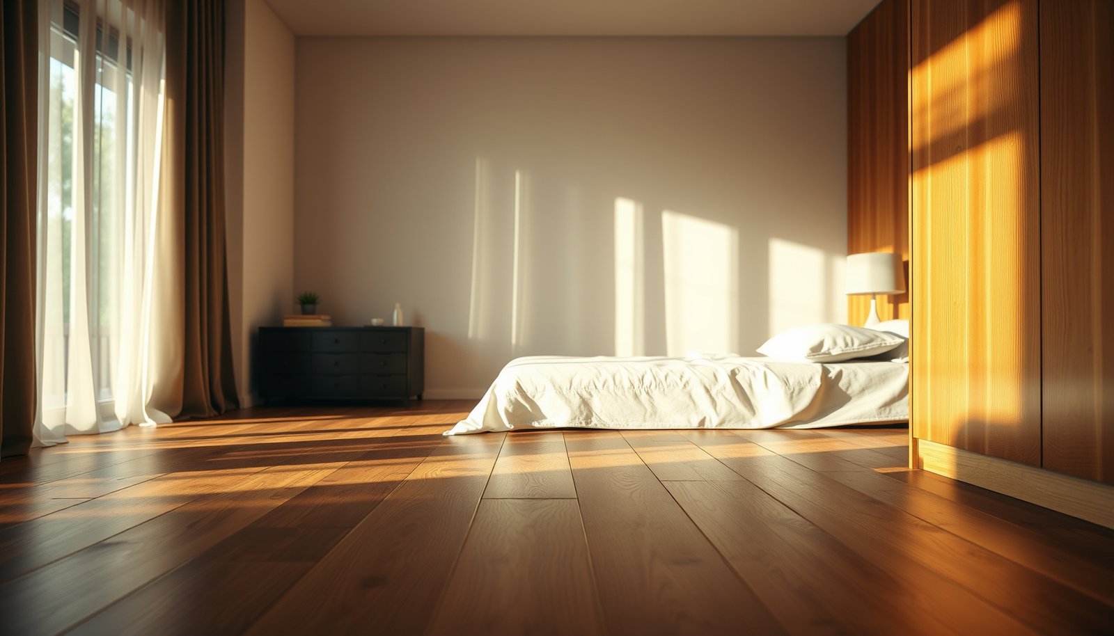A beautiful bedroom featuring hardwood floors, showcasing key factors for selection.