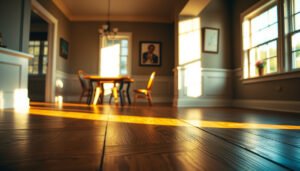 A beautifully designed dining room featuring hardwood floors, showcasing tips for selection.