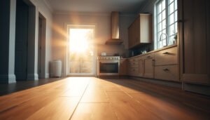 A guide on selecting hardwood floors for a kitchen, highlighting key factors to consider.