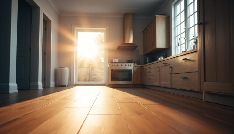 A guide on selecting hardwood floors for a kitchen, highlighting key factors to consider.