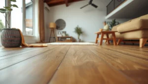 A guide on how to choose hardwood floors with various wood samples displayed.