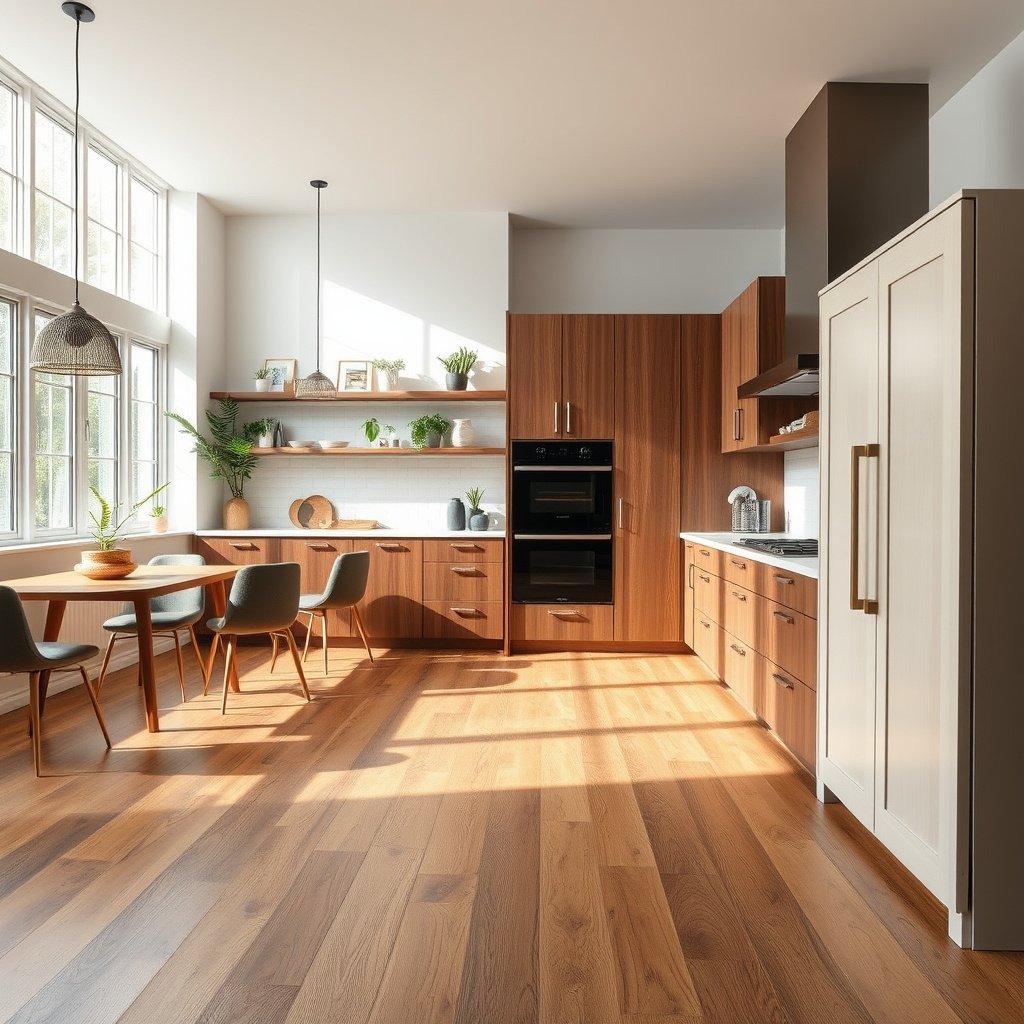 Different types of hardwood flooring suitable for kitchen moisture resistance.