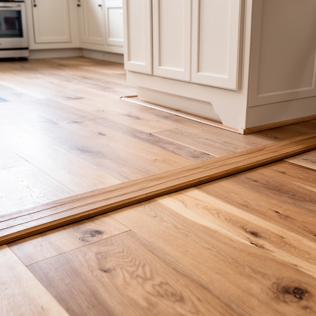 Different types of transitions for kitchen flooring options to choose from.
