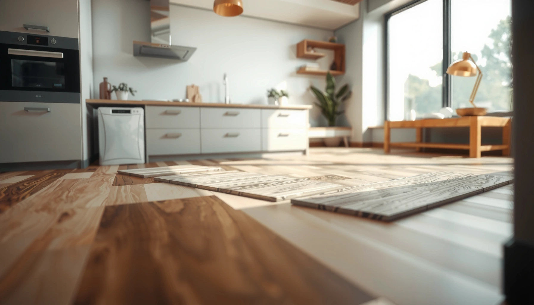 A variety of kitchen flooring materials to choose from, showcasing styles and textures for modern kitchens.