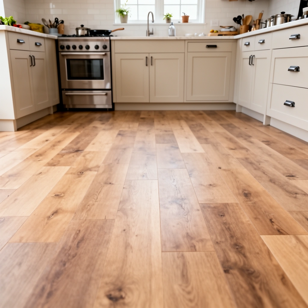 Different types of kitchen flooring options for DIY installation.