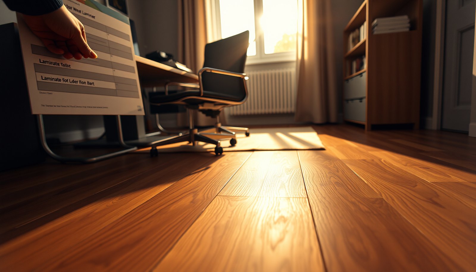 A stylish home office featuring laminate flooring, showcasing tips for selecting the best options.