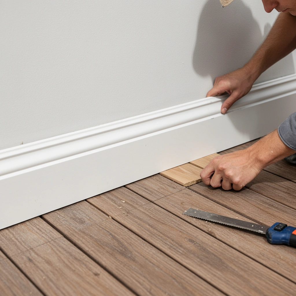 Different materials for outdoor baseboards displayed, highlighting options for installation.