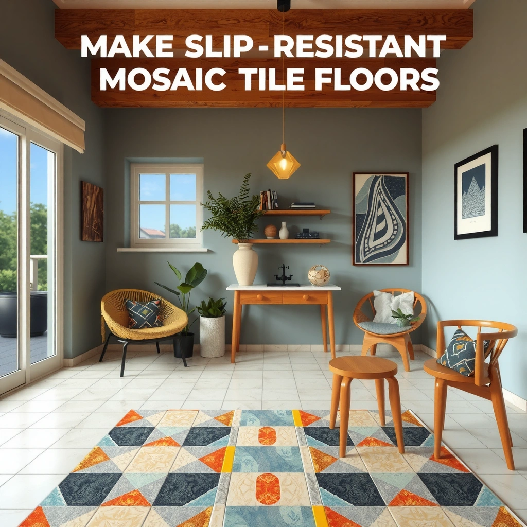 Different mosaic tile finishes showcasing slip-resistant options for flooring.