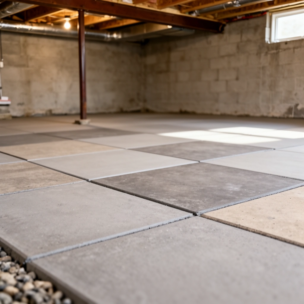 A selection of outdoor flooring options suitable for basement installation.