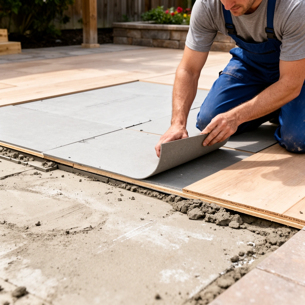 Different types of underlayment options for patio floors installation.